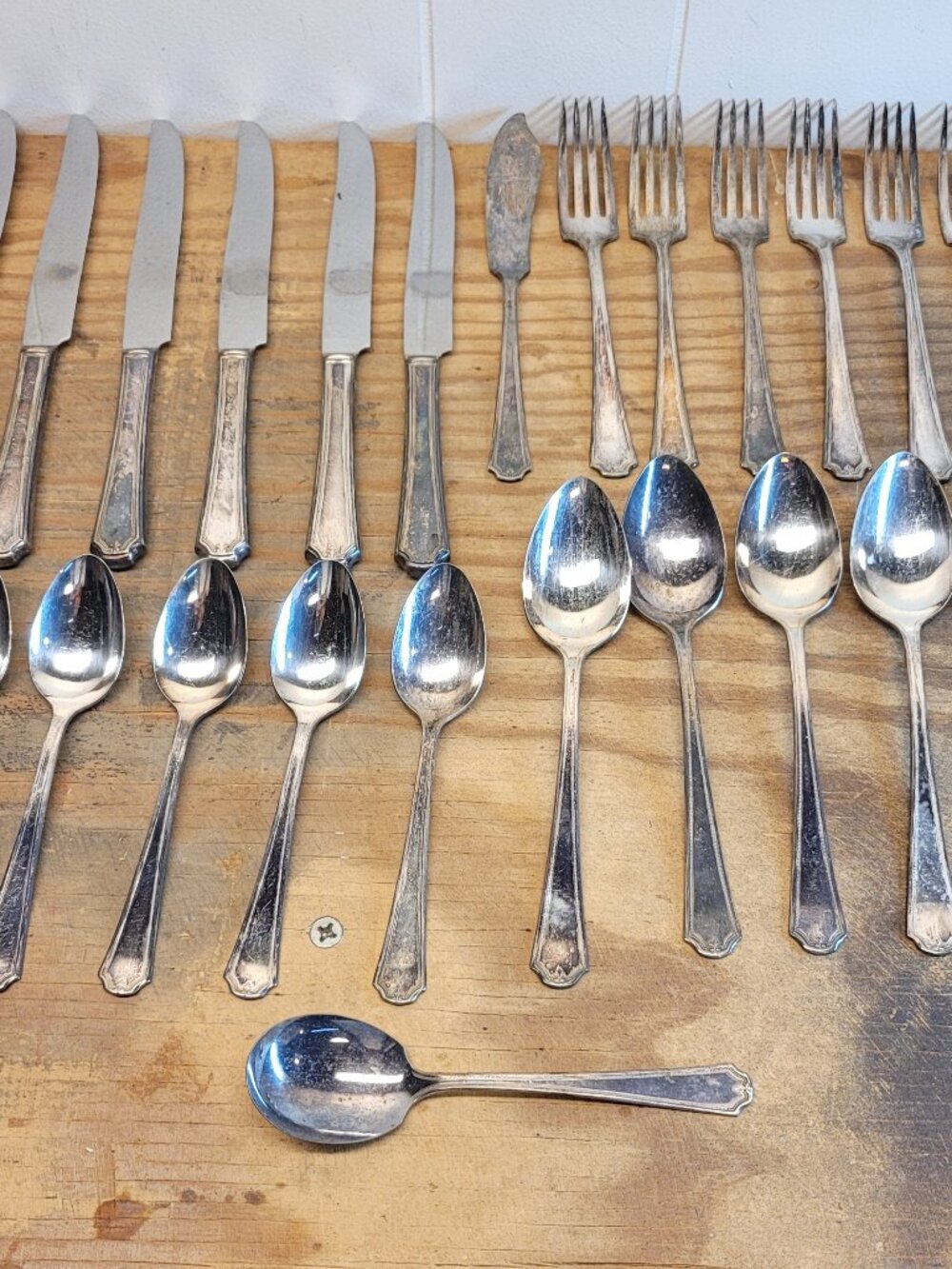 26pc Vintage International Silver PURITAN Silverplate Flatware Set Service